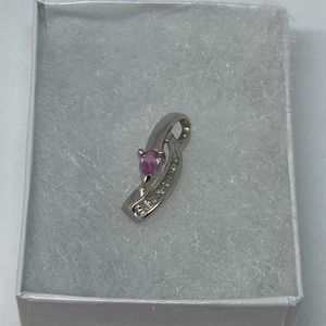 Solid 14kt White Gold Diamond & Gemstone Pendant